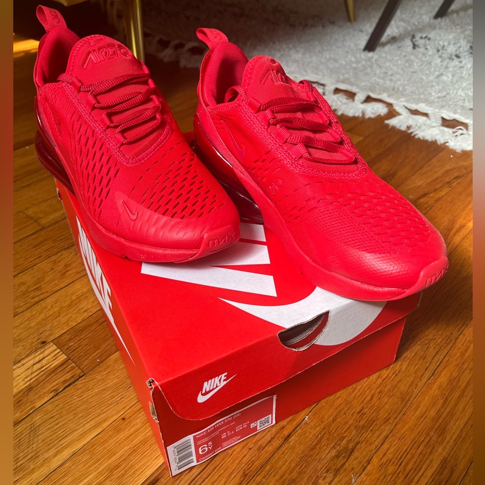 Nike Air Max 270- Red - Big Kid Size 6.5 - Fits Women’s Size 8!